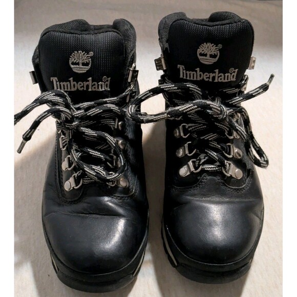 Timberland Euro Hiker Hiking Black Boots Women's Size 7.5M Leather 95305  7422 - Picture 2 of 9